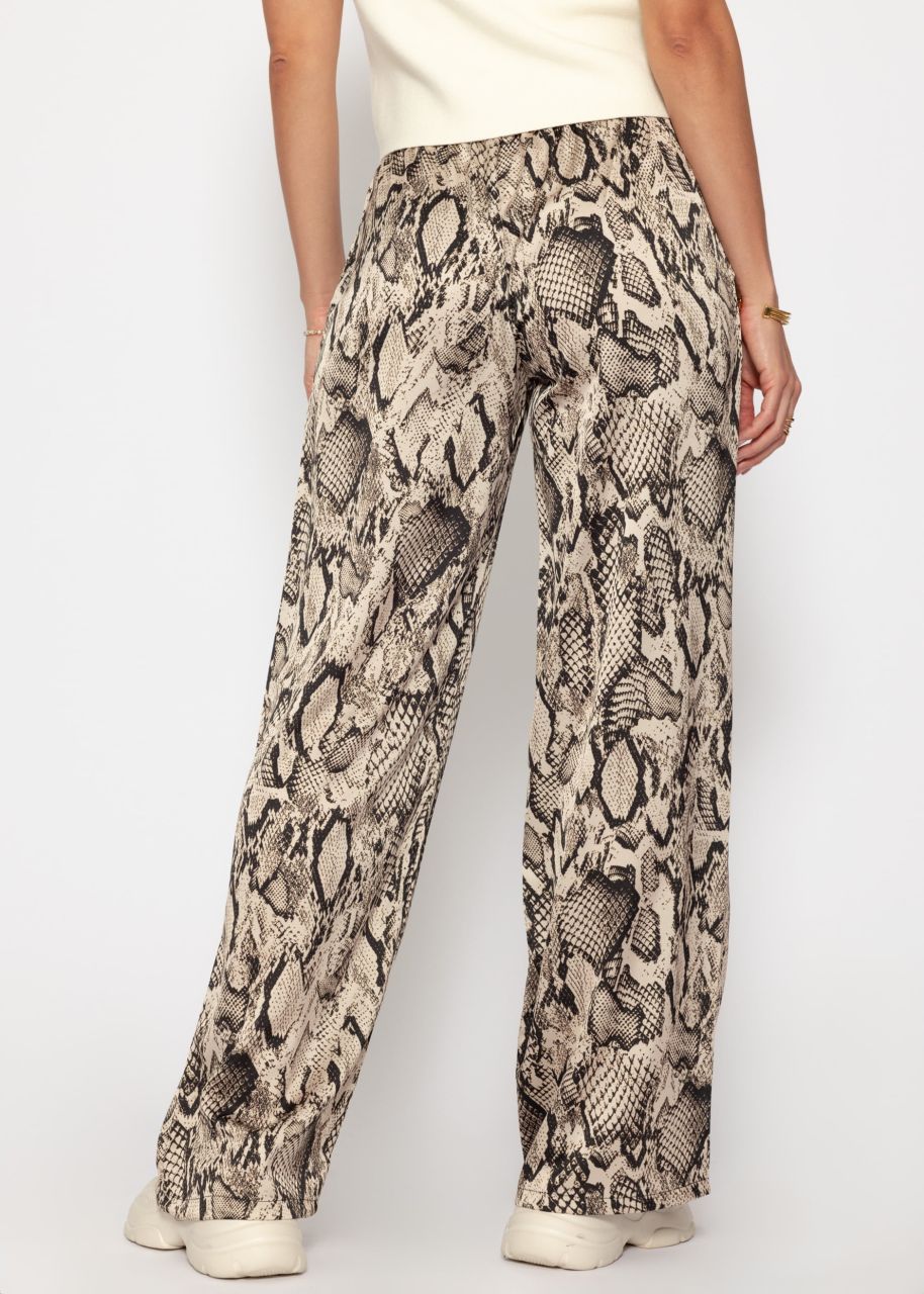 Satin trousers with snake print - brown