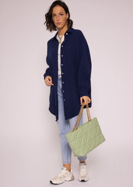 Muslin blouse oversize, dark blue