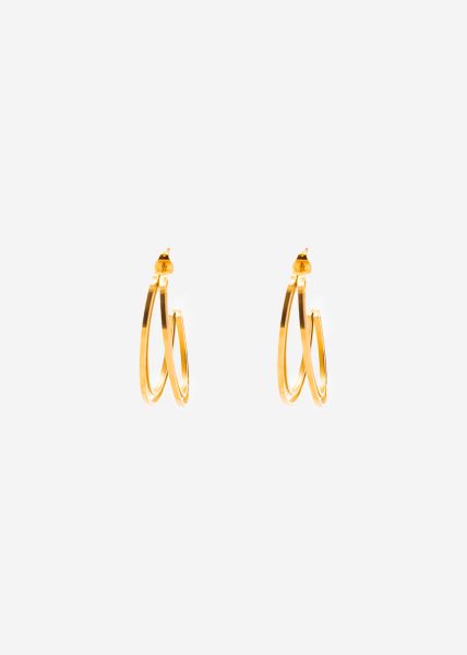 Fine double hoop earrings - gold