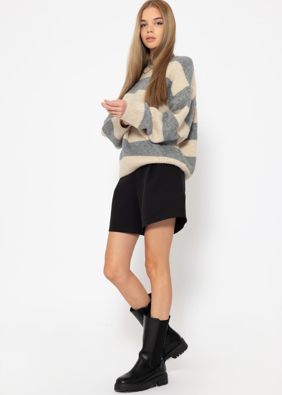 Jumper with block stripes - grey-beige