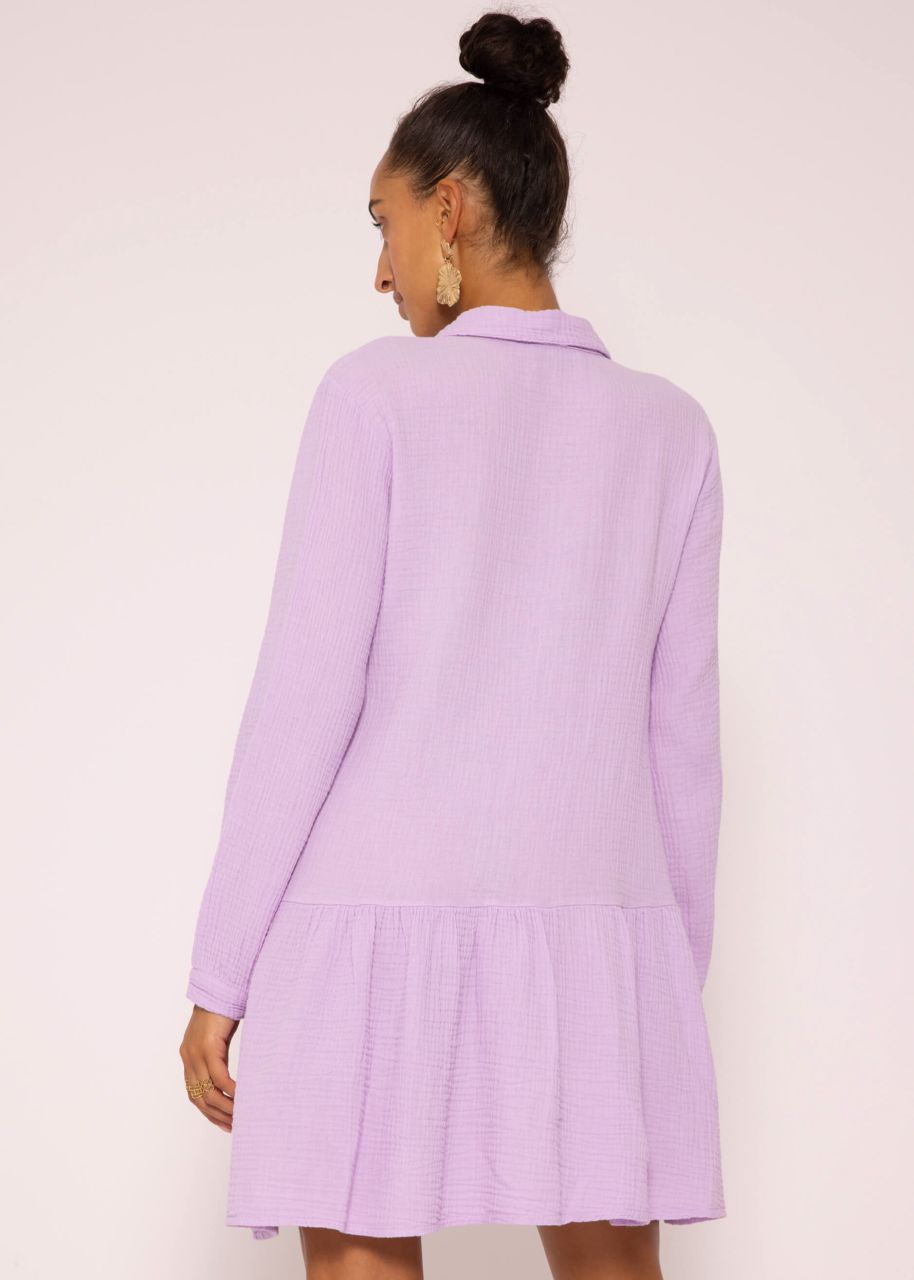 Muslin dress with long sleeves, lilac