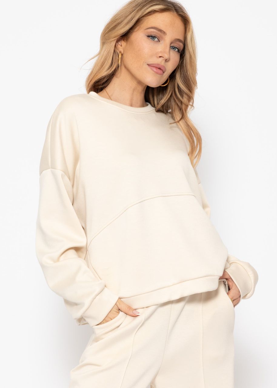 Soft sweatshirt with dividing seams - offwhite