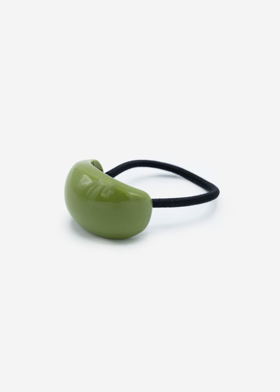 Curved hair tie - green