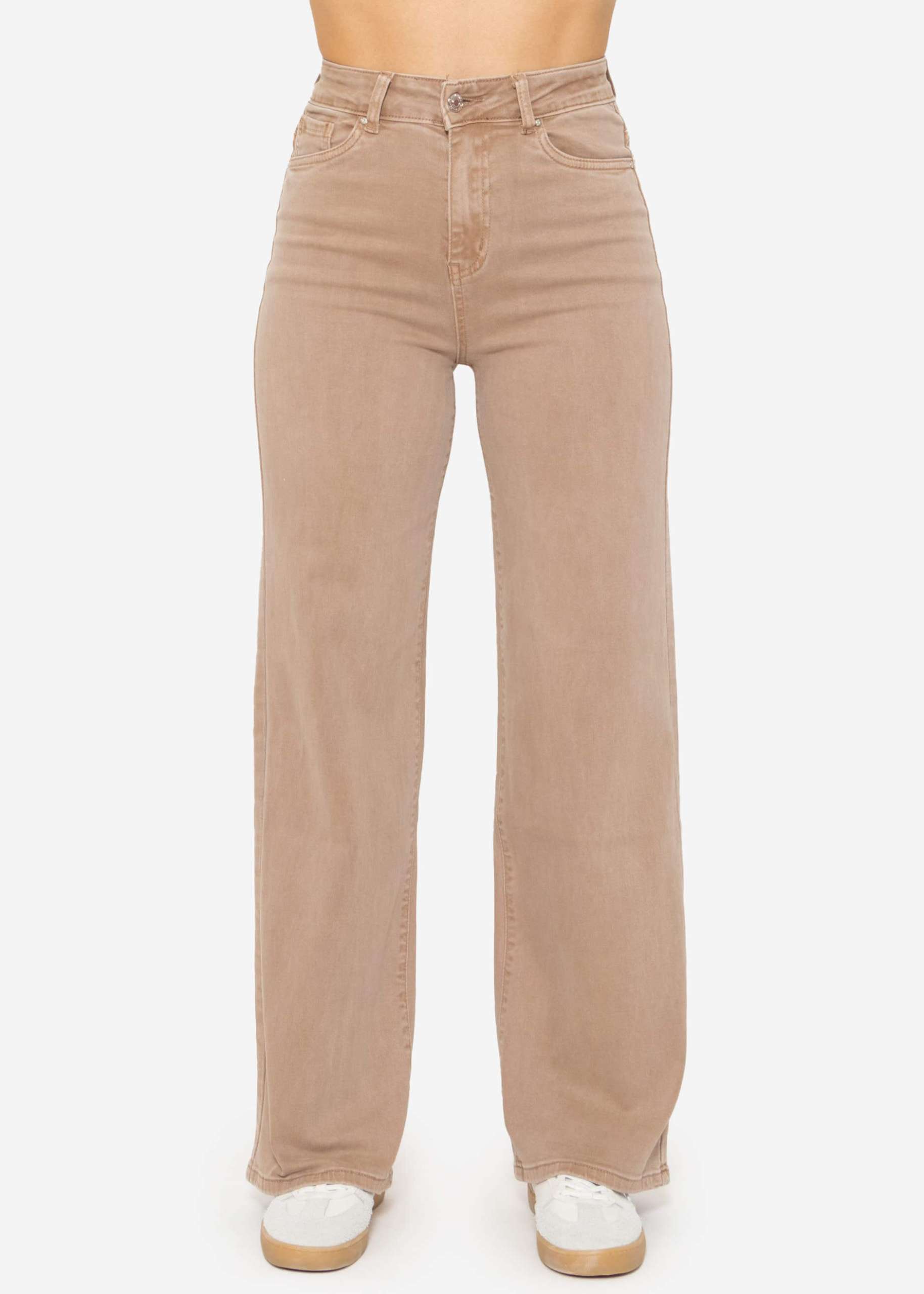 Jeans with wide leg - taupe