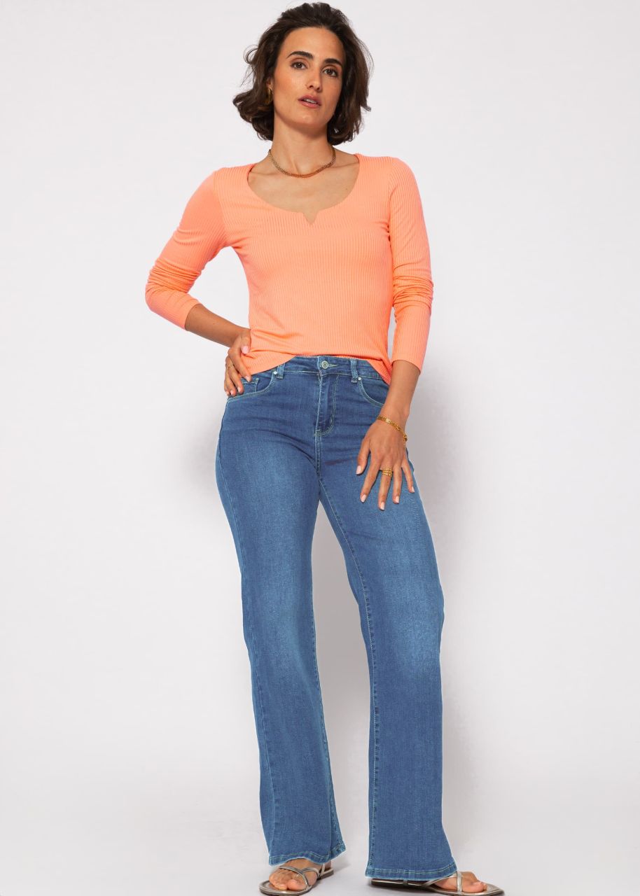 Ribbed long sleeve shirt - peach