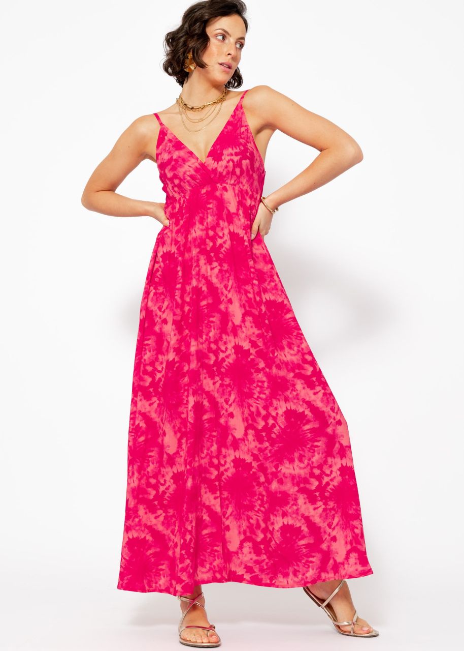 Maxi dress with batik print - pink