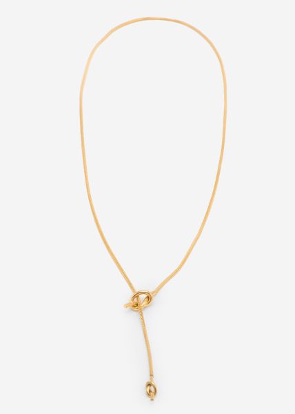 Flat Y-necklace with toggle clasp - gold