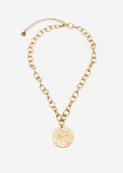 Necklace with round pendant, gold
