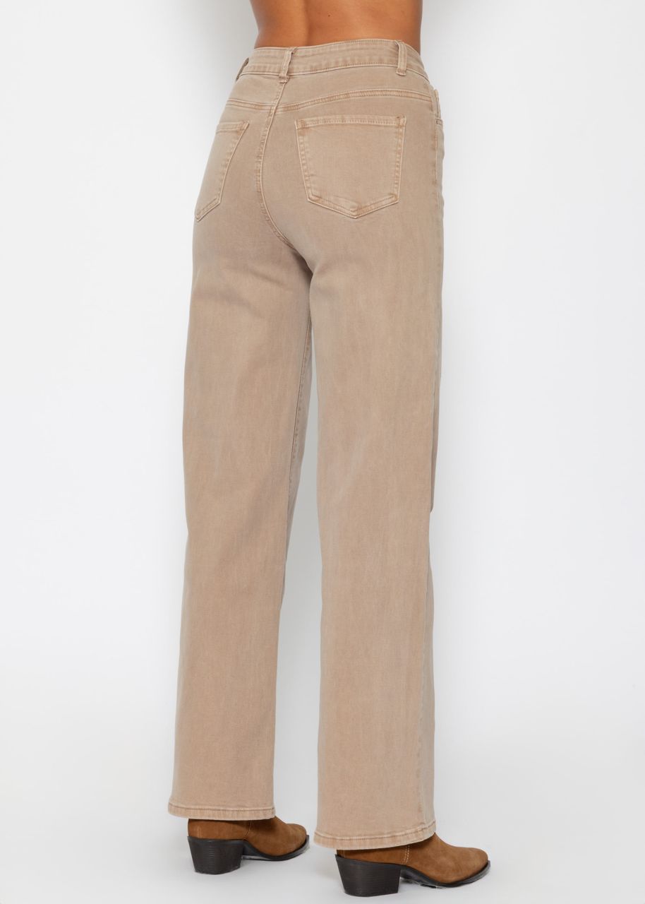 Jeans with wide leg - taupe