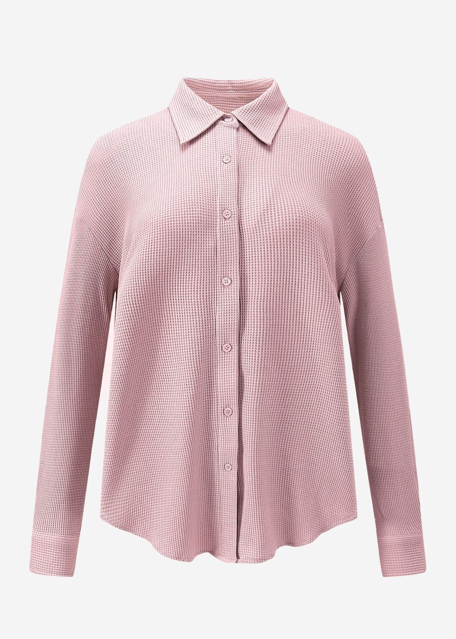 Oversize waffle piqué blouse - dusky pink