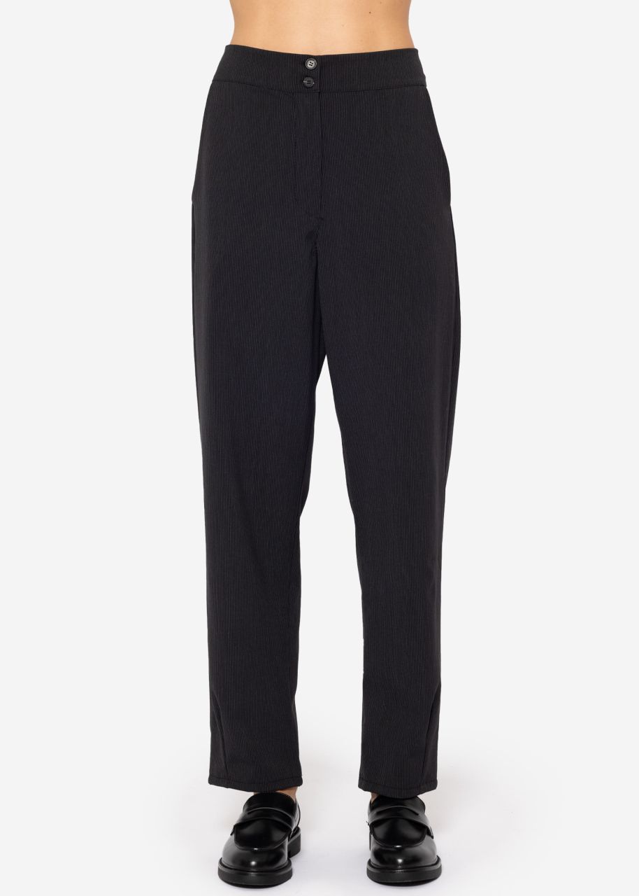 Trousers with fine pinstripes - black