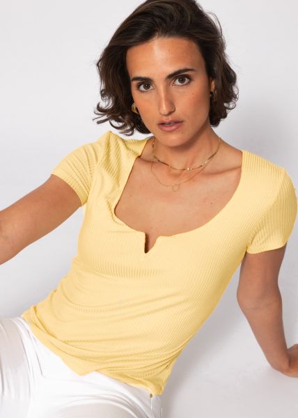 Ribbed T-shirt - yellow