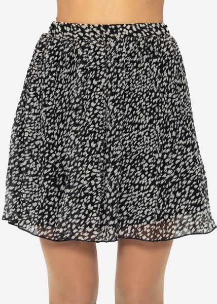 Pleated skirt with print - black and white