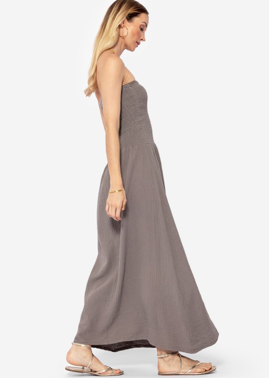 Off-the-shoulder muslin dress - taupe