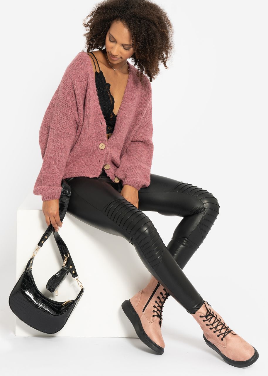 Lace up boots with platform, pink