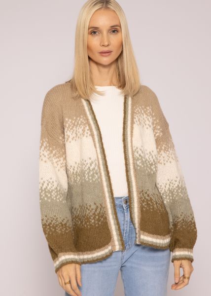 Striped look cardigan, taupe
