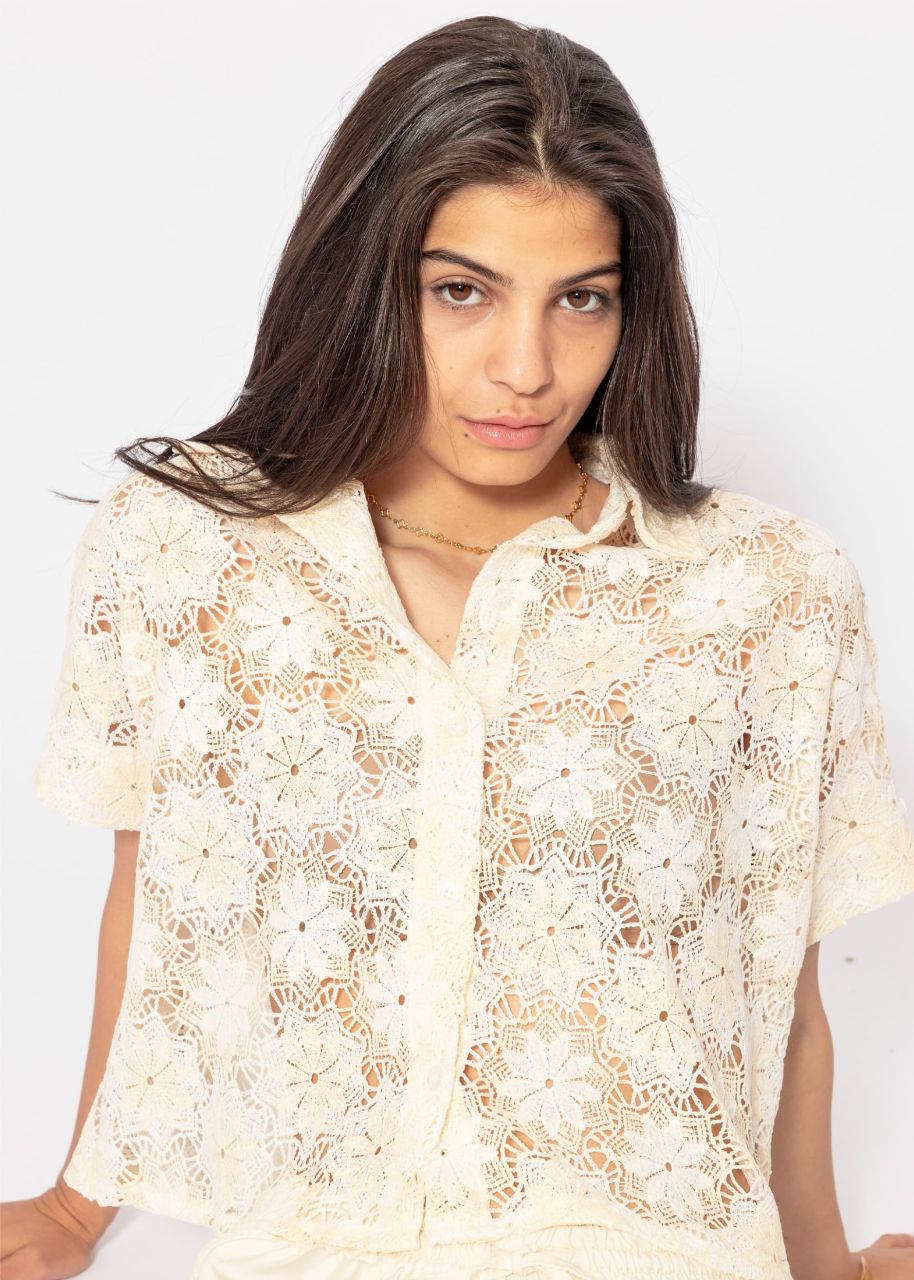 Lace blouse jacket - offwhite