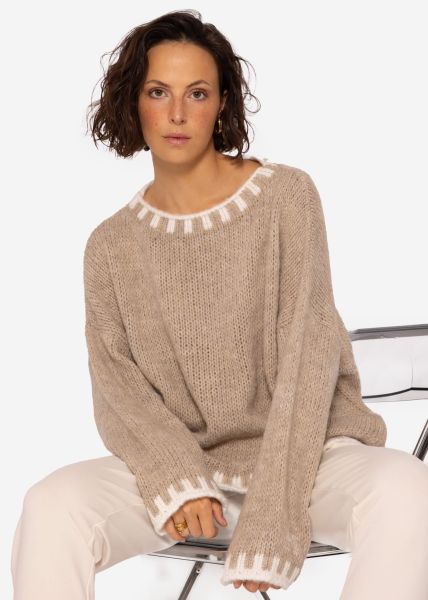 Jumper with offwhite details, beige