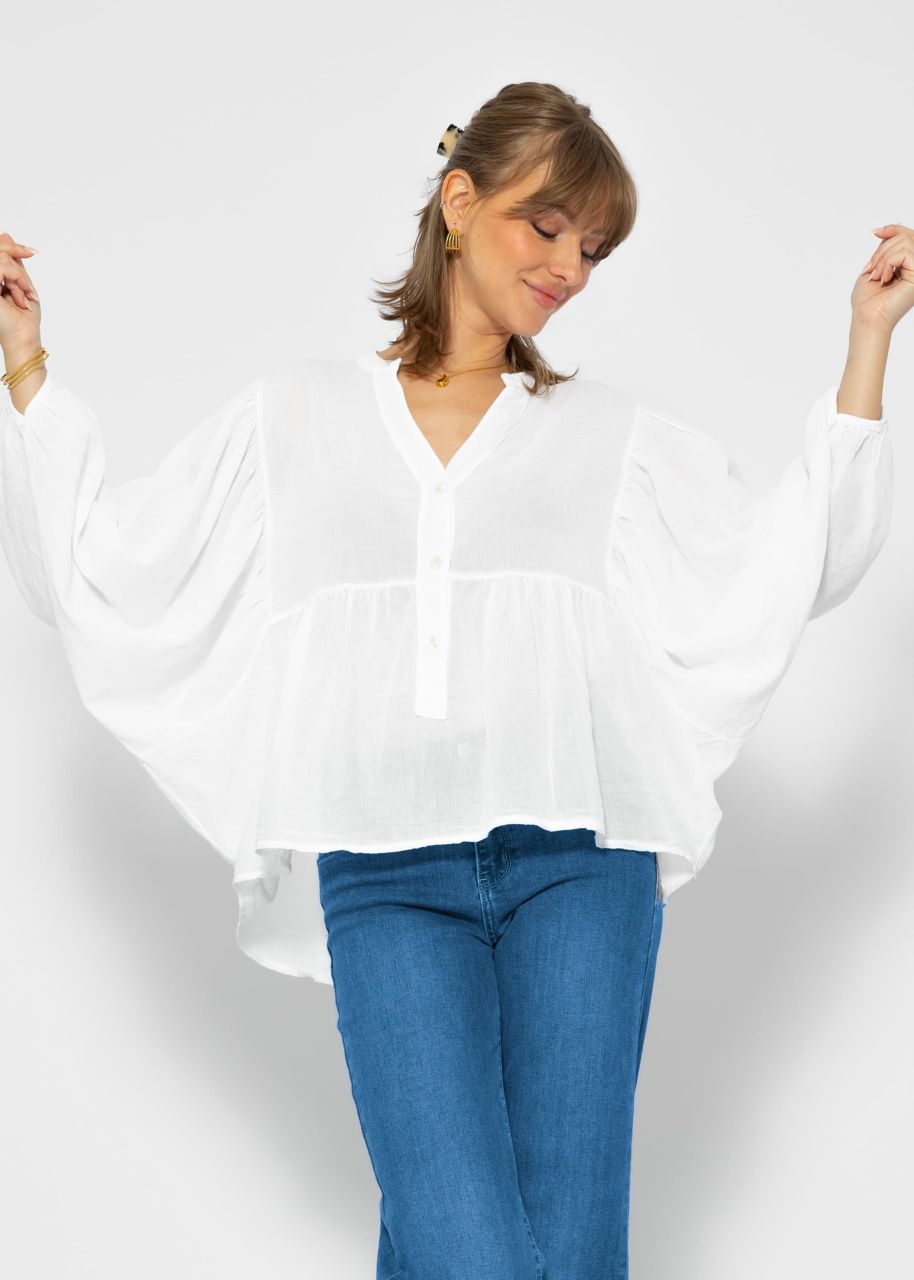 Oversize cotton voile blouse - white