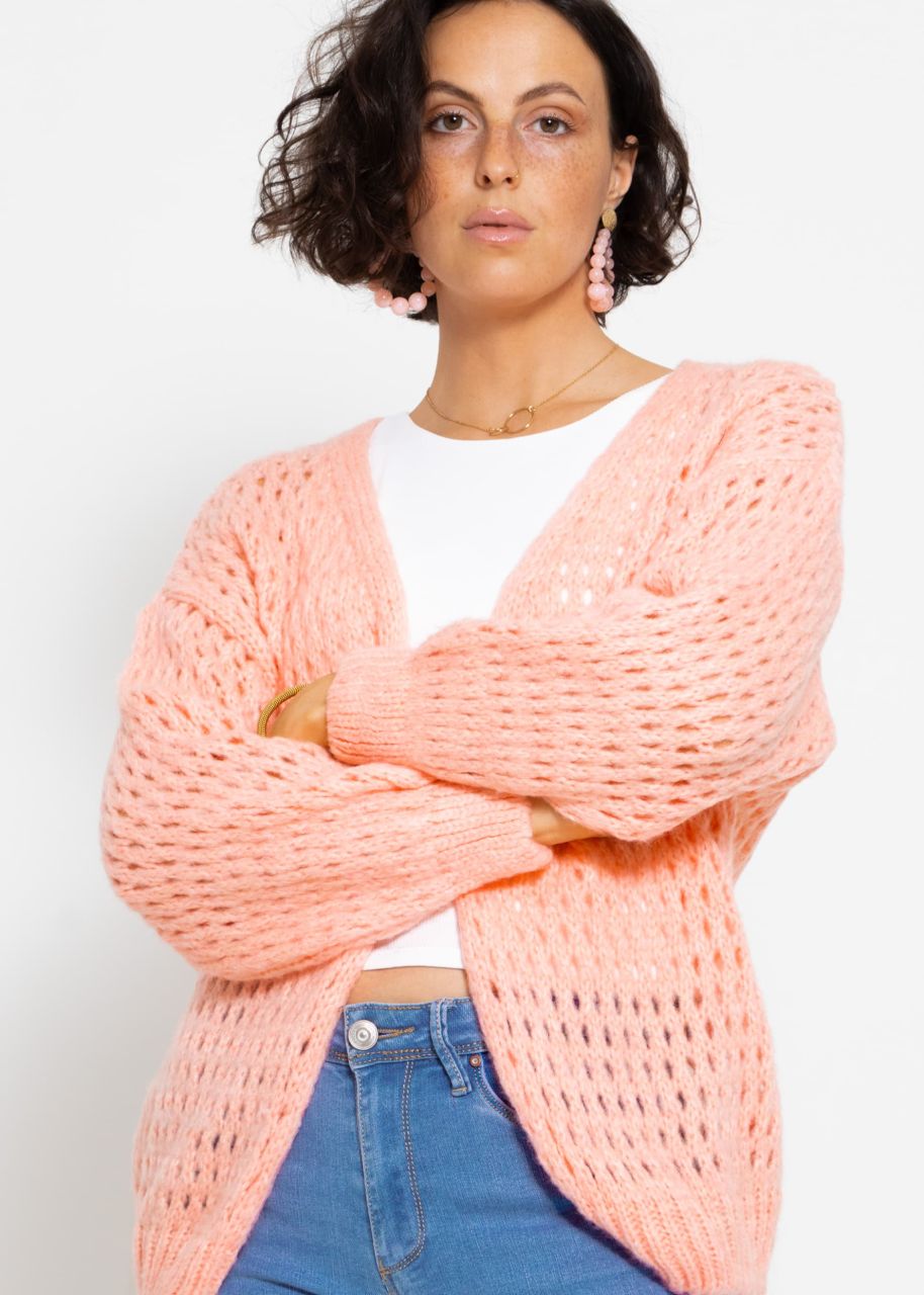 Cardigan in lace knit - peach