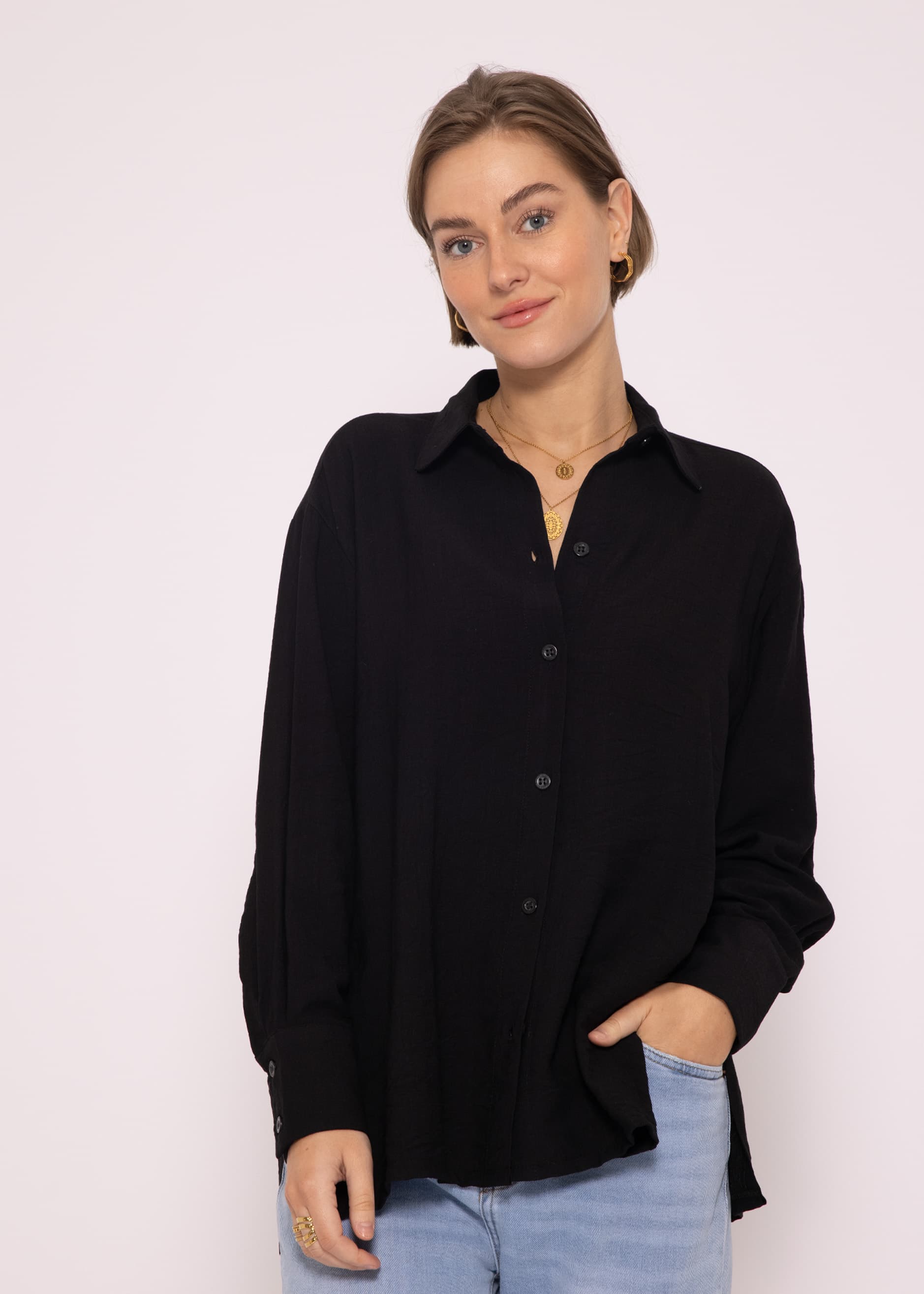 Casual viscose blouse with black | Blouses | SassyClassy.com