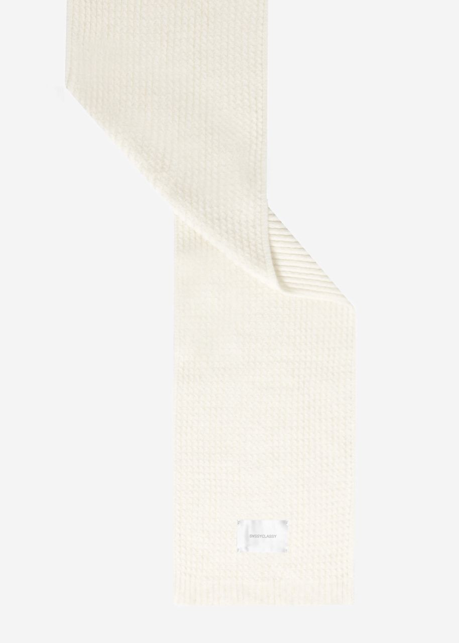 Ribbed knitted scarf - offwhite