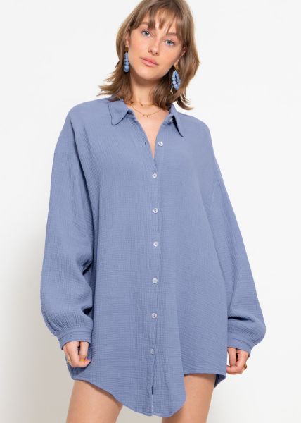 Muslin blouse oversize, blue