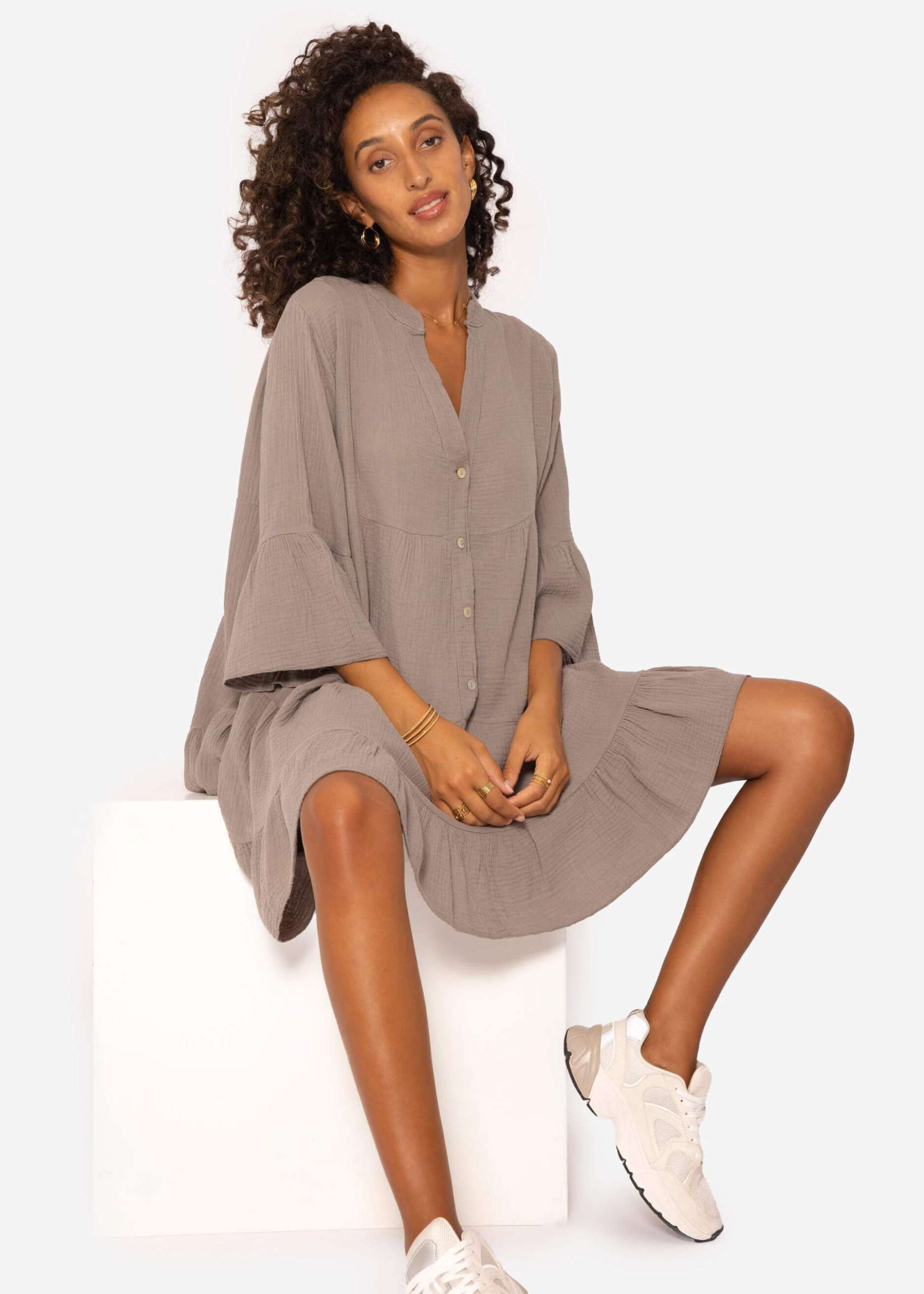 Muslin dress, taupe