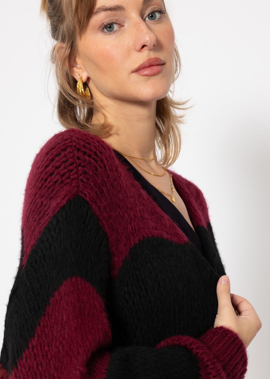 Striped oversize cardigan - burgundy-black