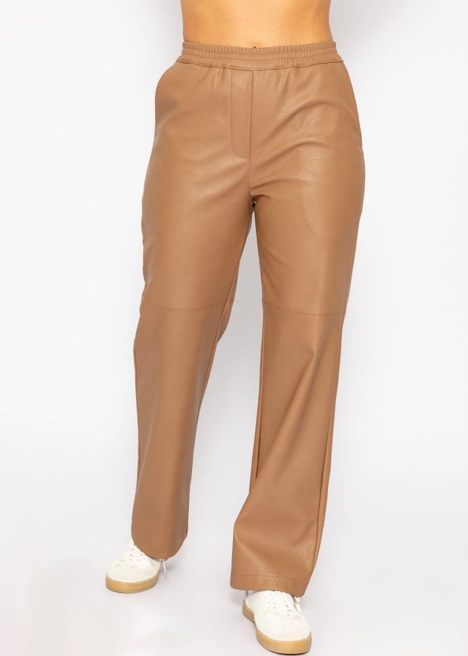 Faux leather trousers - camel