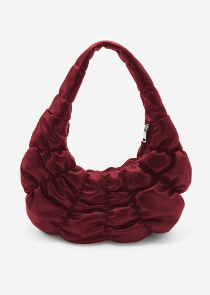 Faux leather puffer handbag - burgundy