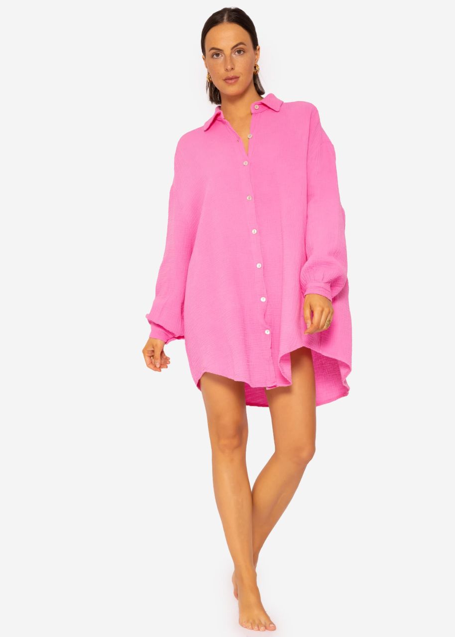 Muslin blouse oversize, pink