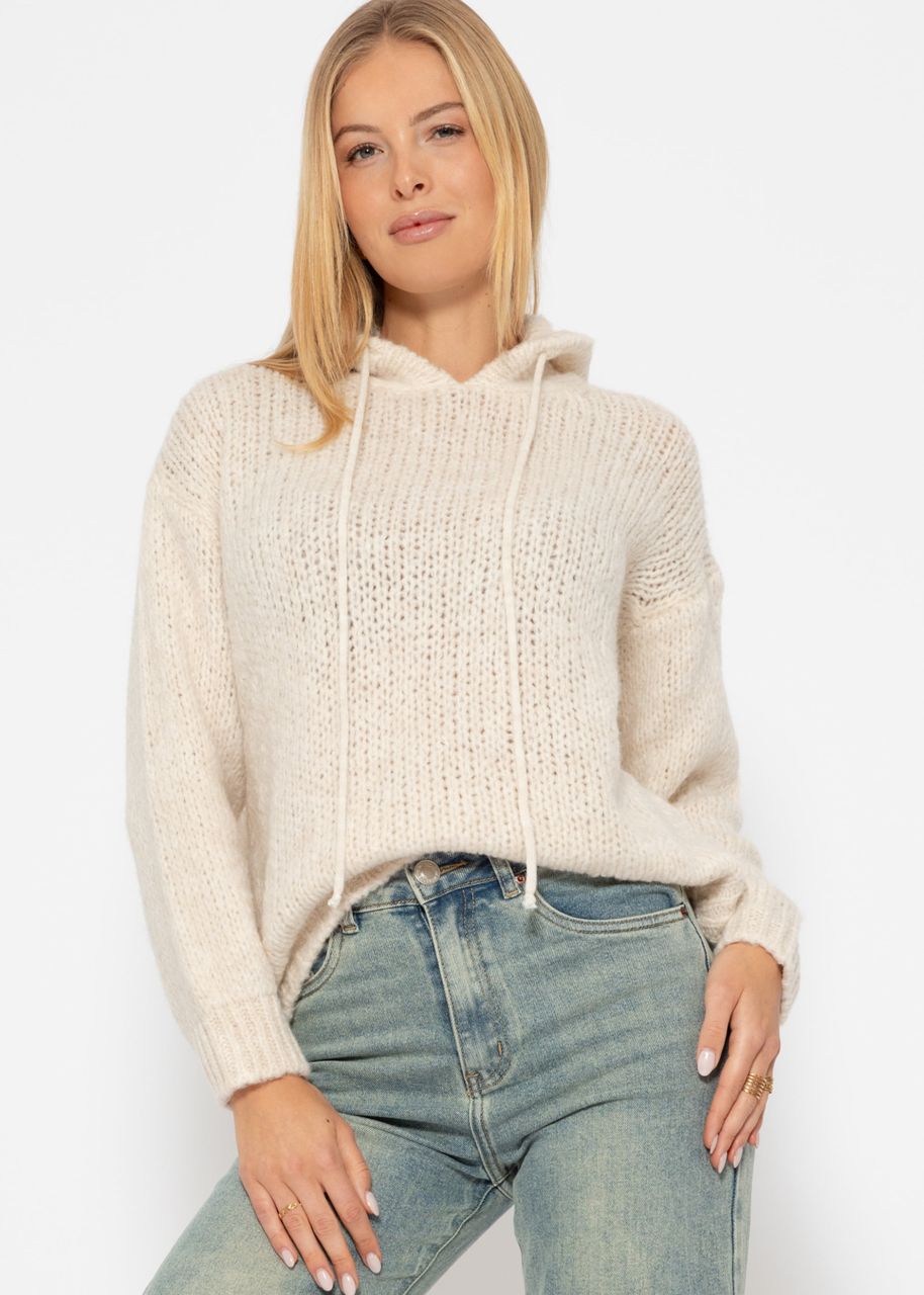 Jumper with hoodie - offwhite