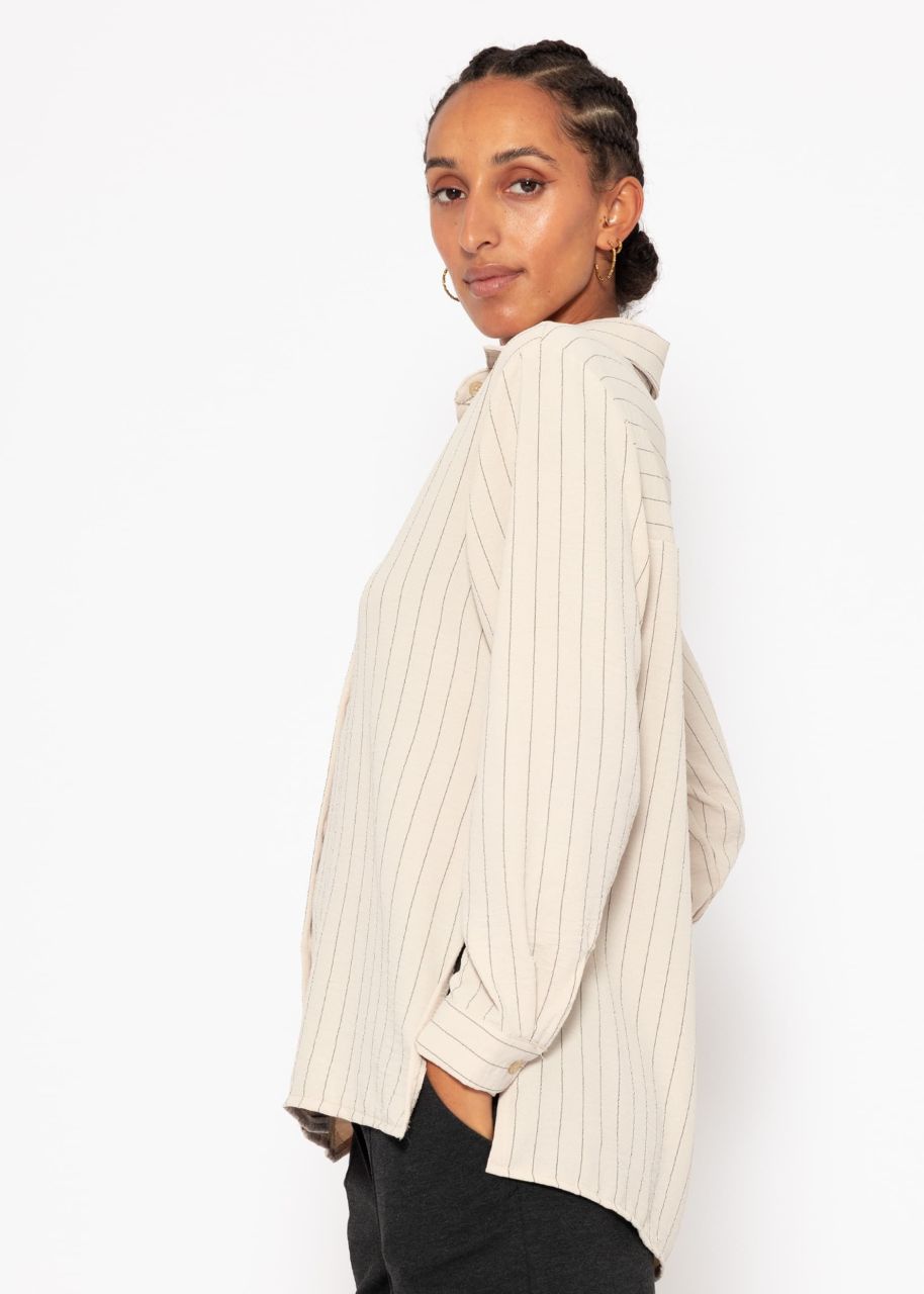 Classic cut blouse with stripes - beige