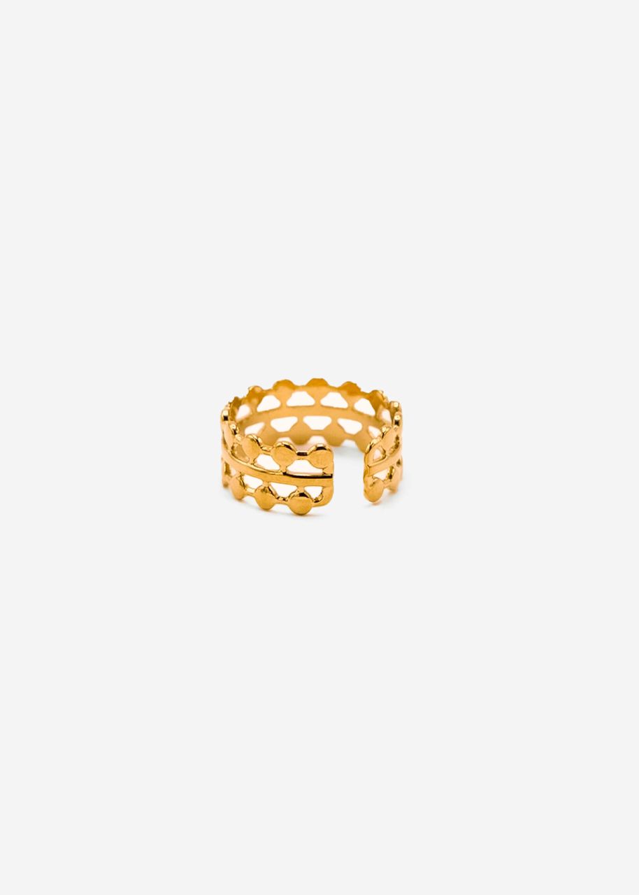 Filigree ring with 3 bars, gold