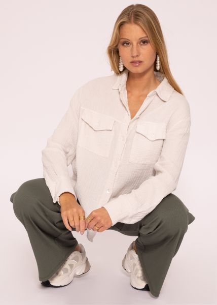Ankle length rip jersey pants, khaki