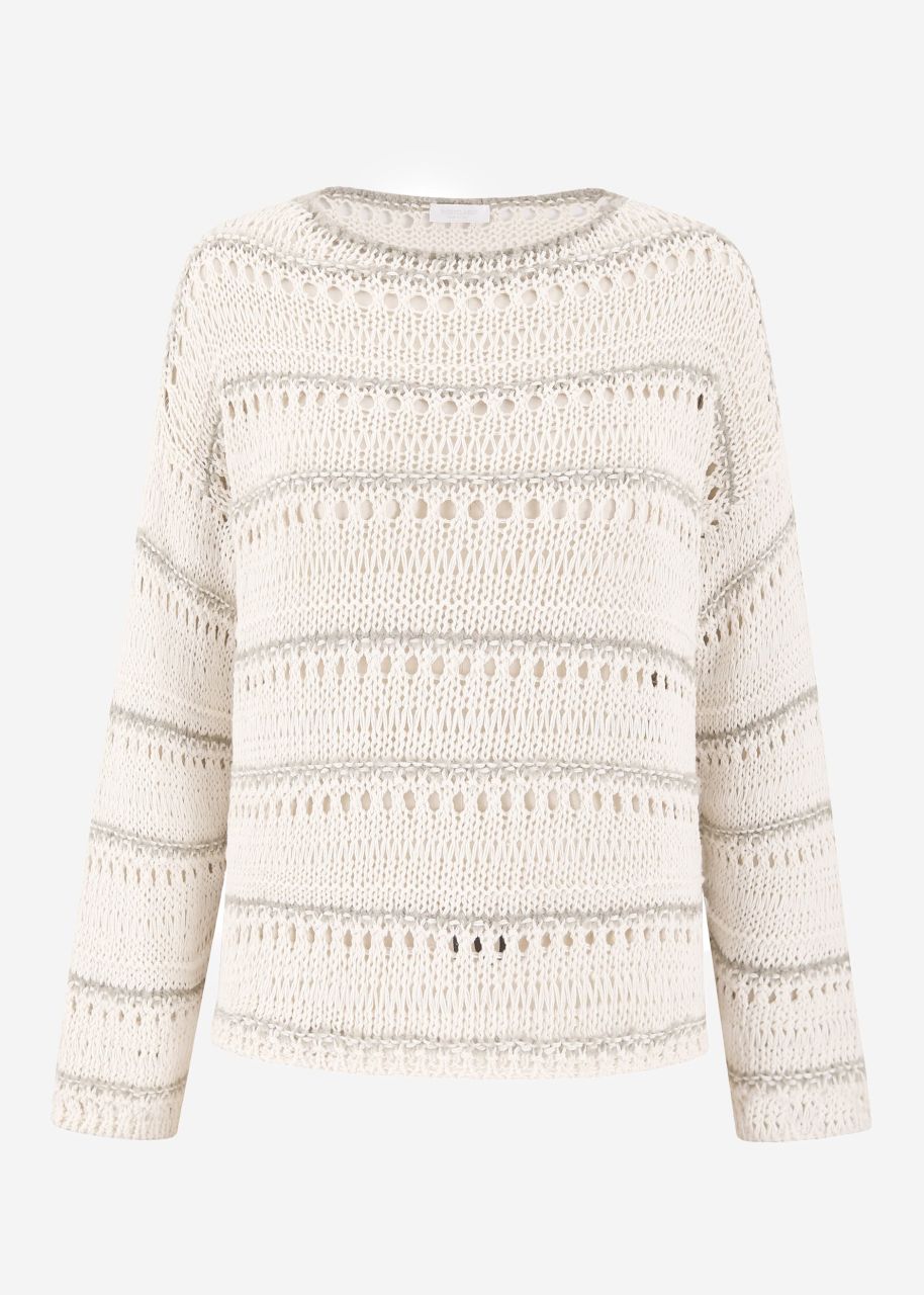 Sweater with ajour pattern - beige