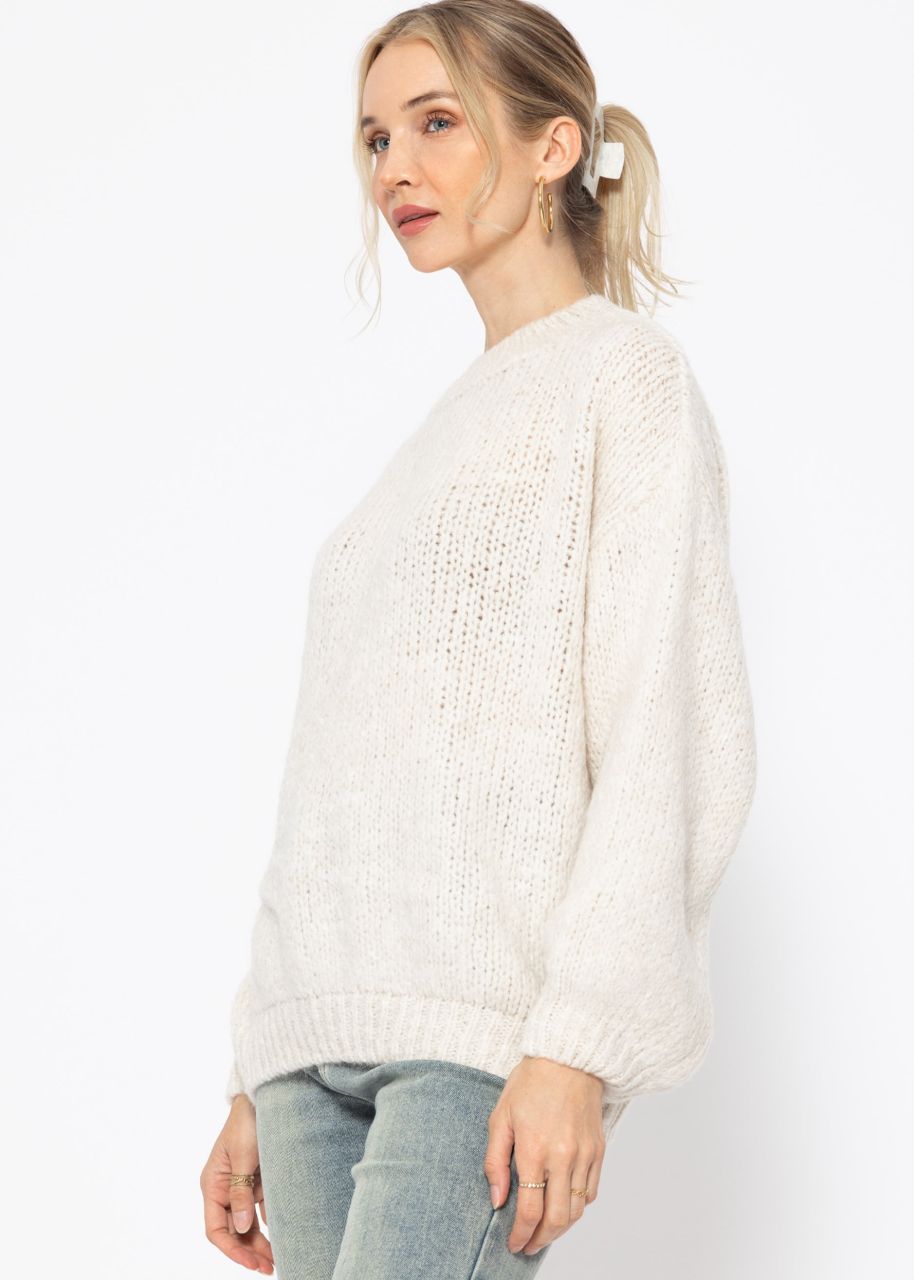 Oversized jumper with round neckline - offwhite