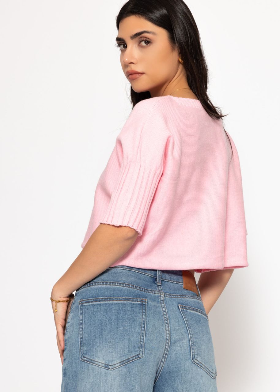 Short sleeve crop sweater - pink