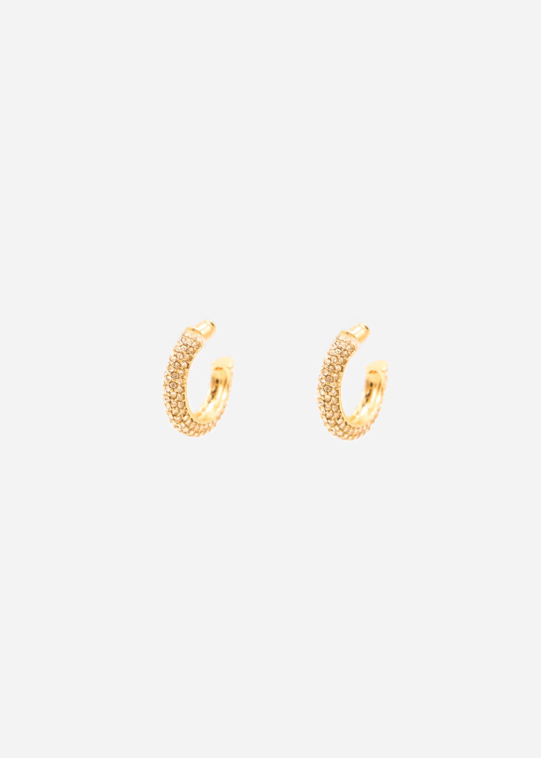 Hoop earrings with rhinestones - gold