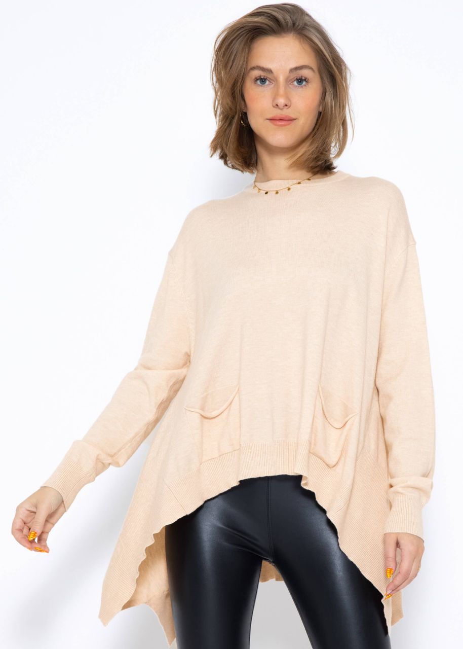 Oversize jumper, long at the back - beige