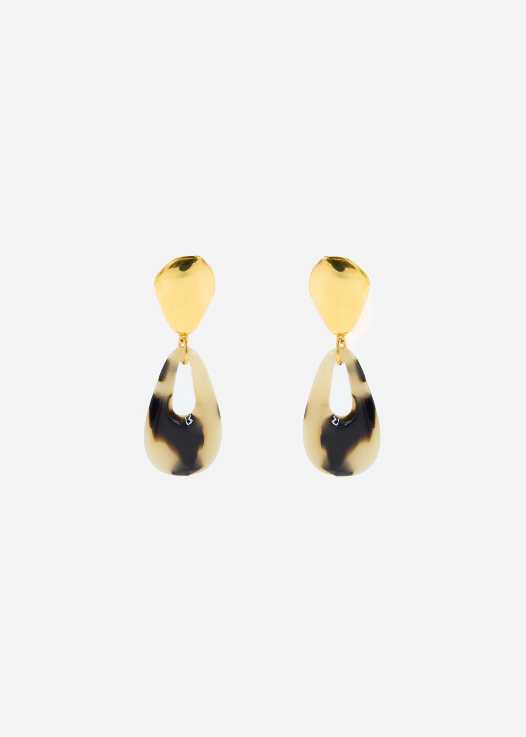 Stud earrings with pendant - gold