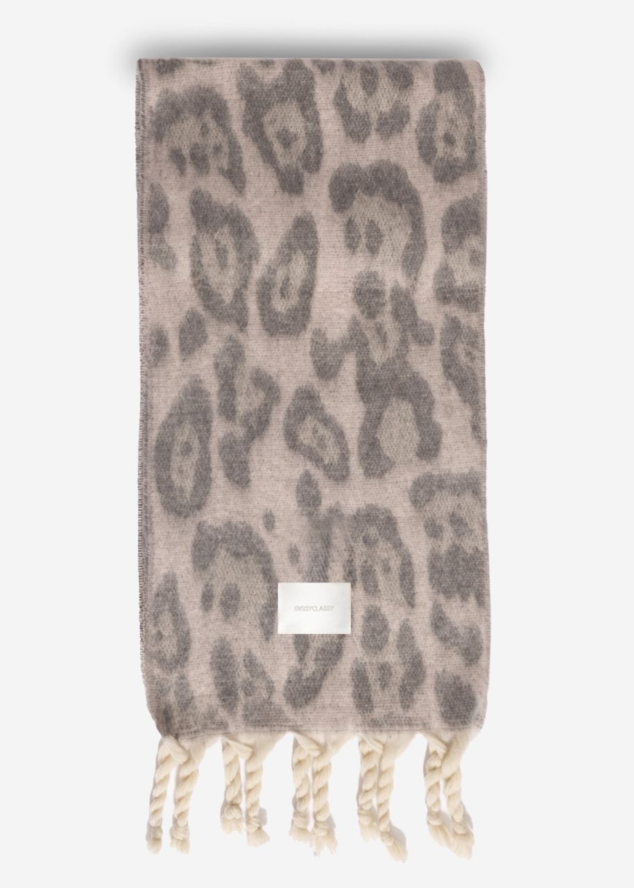 Scarf with leo print - grey