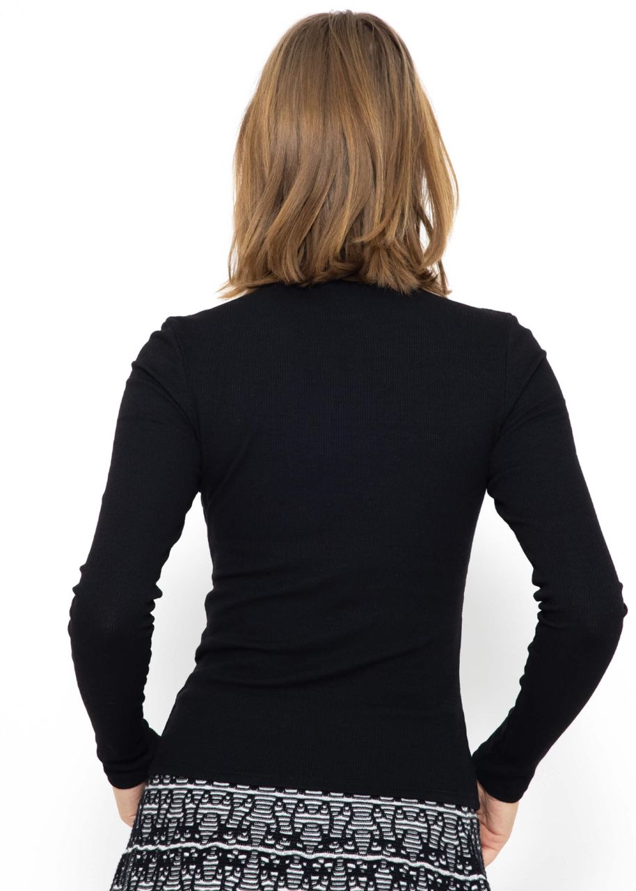 Long-sleeved shirt with turtleneck - black