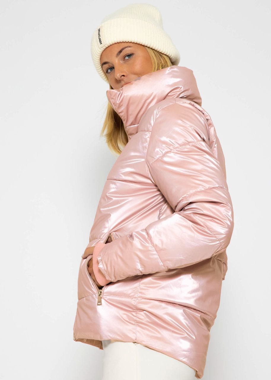 Puffer jacket with stand-up collar - pink