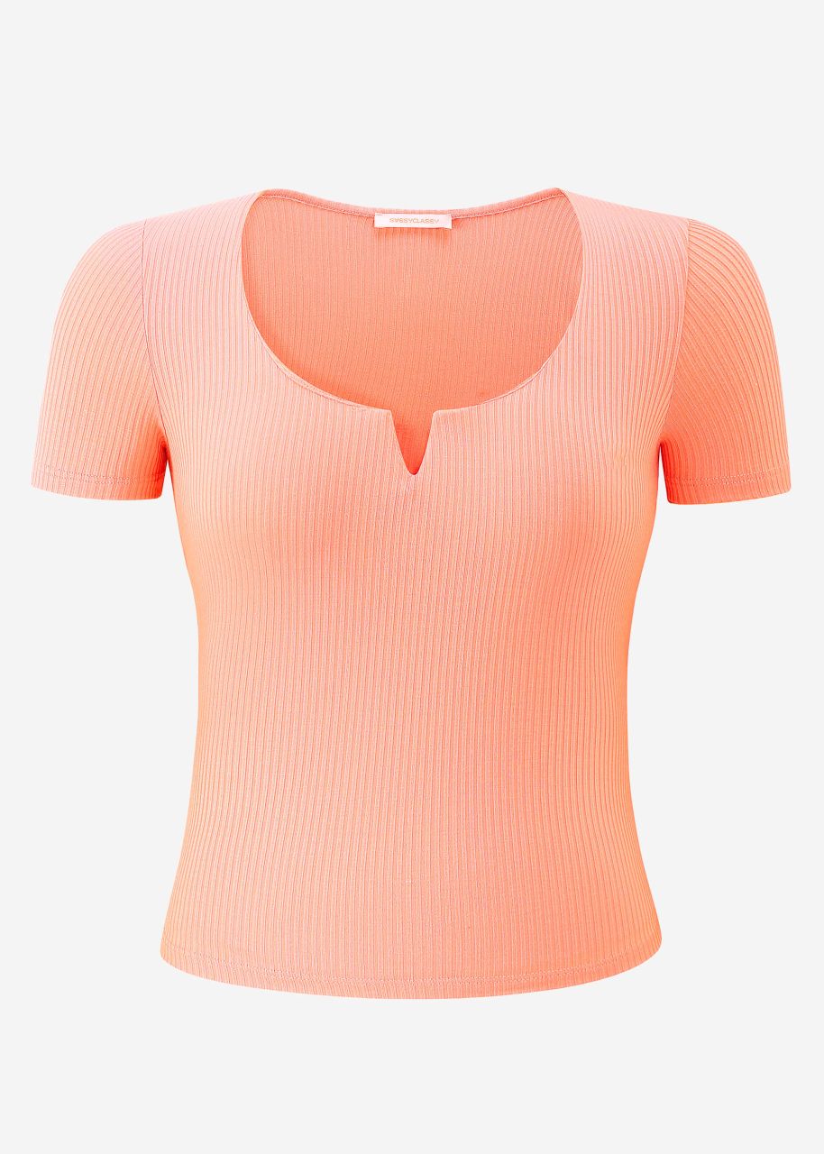 Ribbed T-shirt - peach