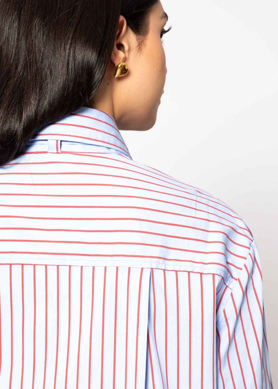 Striped flared blouse - blue