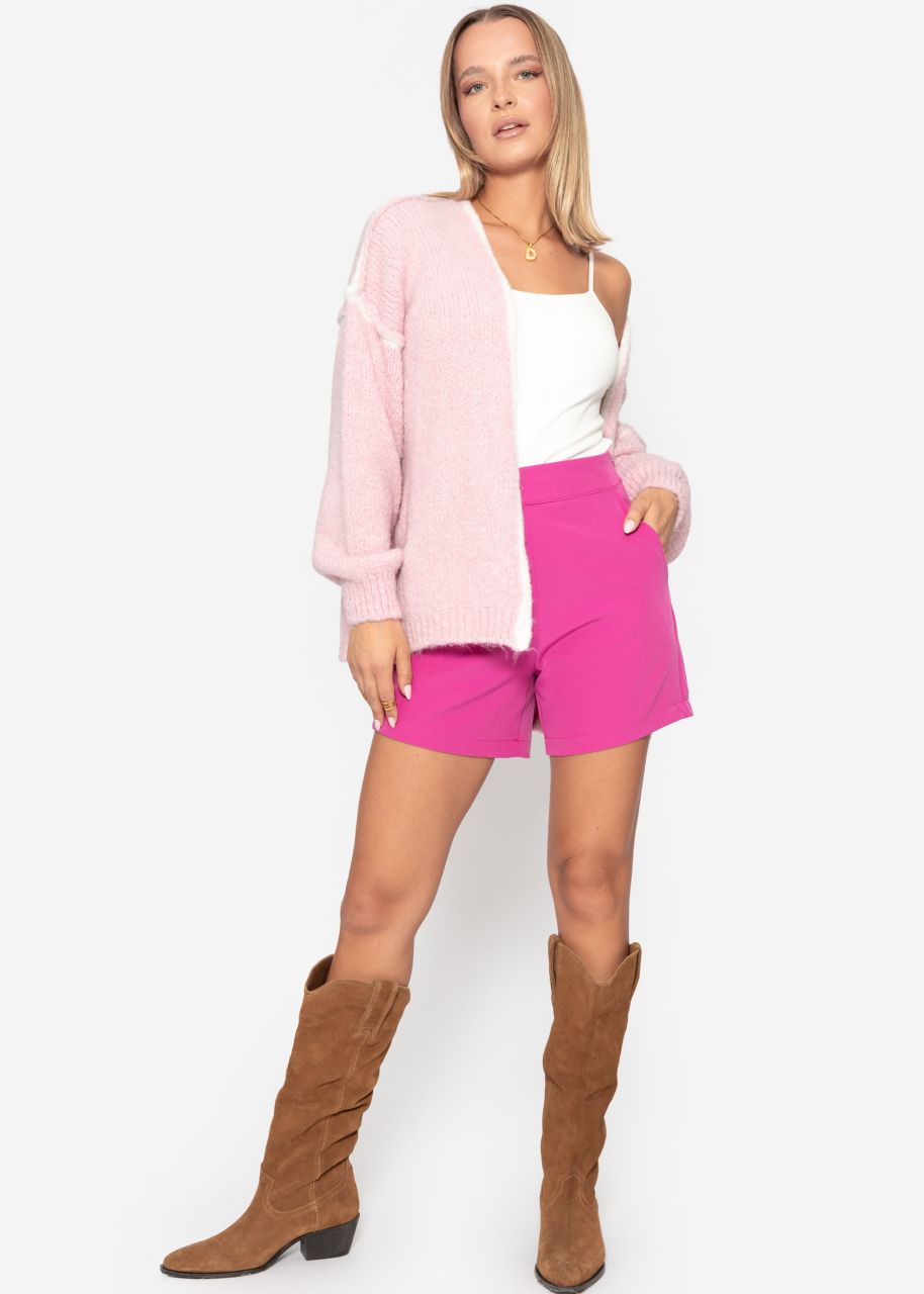 Cardigan with light-coloured trims - pink