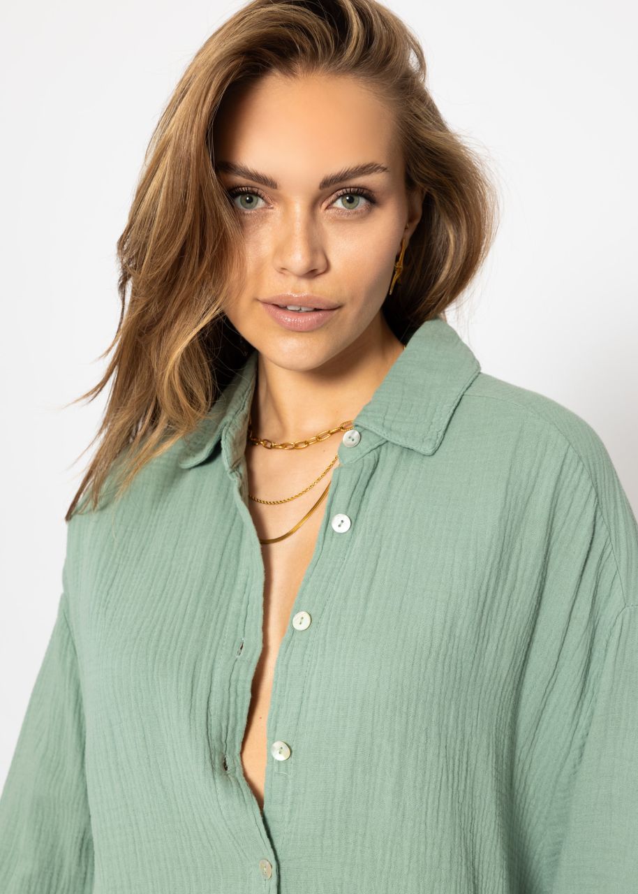 Oversize muslin blouse, sage green