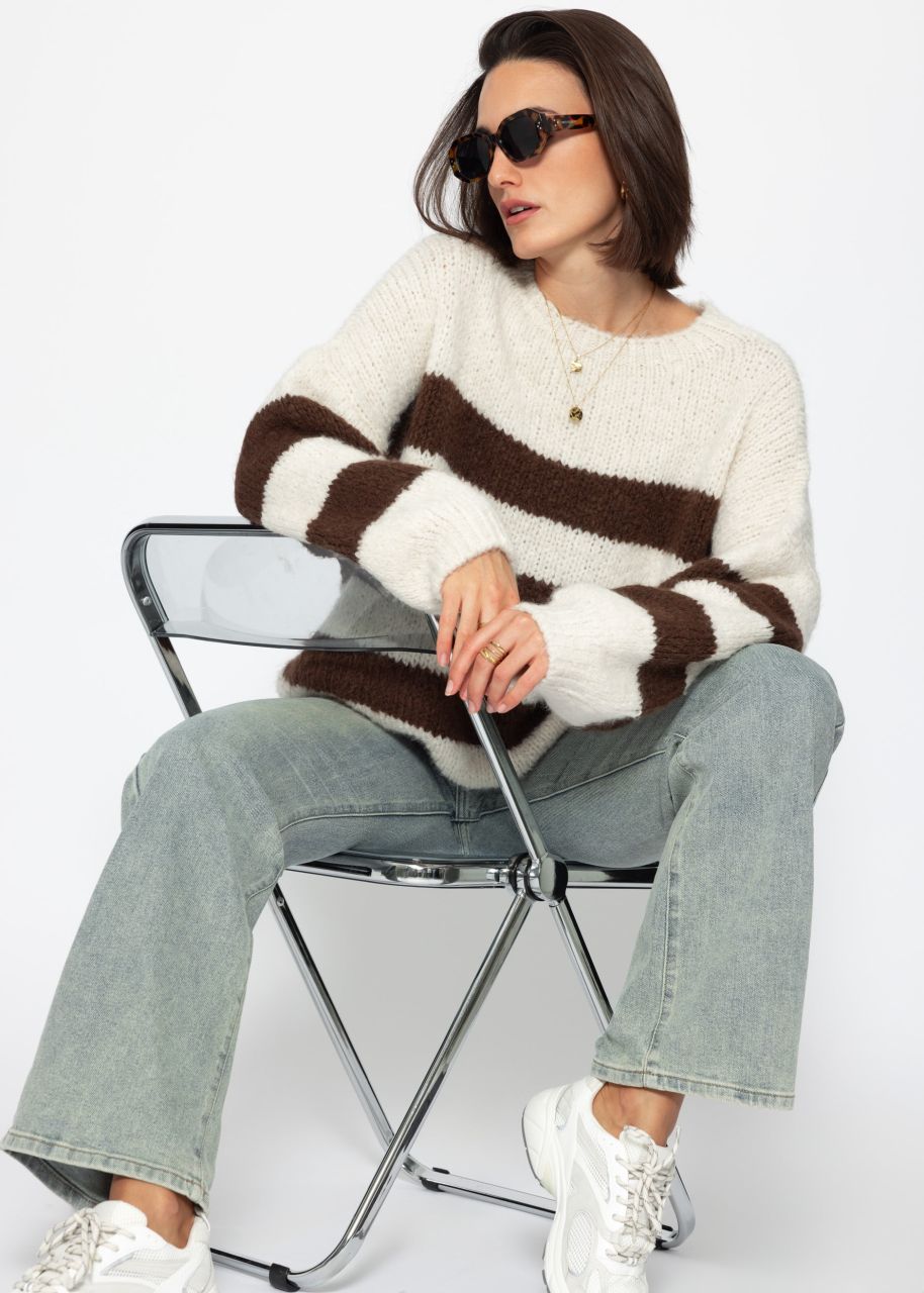 Striped oversize sweater - offwhite